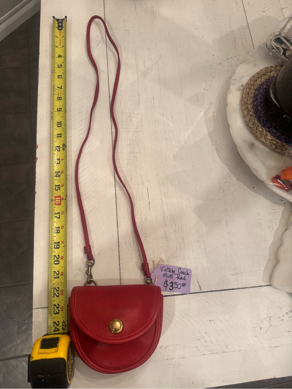 Vintage Coach Belt Bag Crossbody Shoulder Fanny Pack Pouch Red Leather Push Lock - Picture 7 of 10